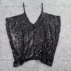 Vintage Fredericks of Hollywood‎ Large Sequin Spaghetti Strap Flowy Blouse